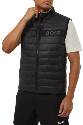 Water-Repellent Padded Gilet With 3D Logo Tape